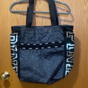 PINK Victoria's Secret Black and Gray Duffel Bag